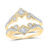 10K Gold Round Diamond Wrap Ring Guard Enhancer 1/2 Cttw