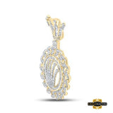 10K Yellow Gold Baguette Diamond Cuban Link Crown Pendant 1-7/8 Cttw