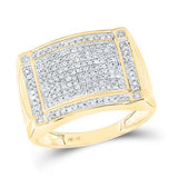 10Kt Gold Round Diamond Rectangle Cluster Ring 1/2 Cttw