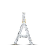 10K Yellow Gold Round Diamond A Initial Letter Nicoles Dream Collection Pendant 1/10 Cttw