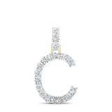 10K Yellow Gold Round Diamond C Initial Letter Nicoles Dream Collection Pendant 1/10 Cttw