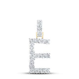 10K Yellow Gold Round Diamond E Initial Letter Nicoles Dream Collection Pendant 1/10 Cttw