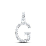10K White Gold Round Diamond F Initial Letter Nicoles Dream Collection Pendant 1/12 Cttw