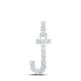 10K Yellow Gold Round Diamond J Initial Letter Nicoles Dream Collection Pendant 1/12 Cttw
