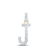10K Yellow Gold Round Diamond J Initial Letter Nicoles Dream Collection Pendant 1/12 Cttw