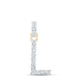 10K Yellow Gold Round Diamond L Initial Letter Nicoles Dream Collection Pendant 1/12 Cttw