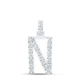 10K Yellow Gold Round Diamond N Initial Letter Nicoles Dream Collection Pendant 1/8 Cttw