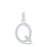 10K Yellow Gold Round Diamond Q Initial Letter Nicoles Dream Collection Pendant 1/10 Cttw