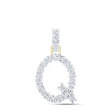 10K Yellow Gold Round Diamond Q Initial Letter Nicoles Dream Collection Pendant 1/10 Cttw