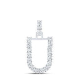 10K Yellow Gold Round Diamond U Initial Letter Nicoles Dream Collection Pendant 1/10 Cttw