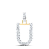 10K Yellow Gold Round Diamond U Initial Letter Nicoles Dream Collection Pendant 1/10 Cttw