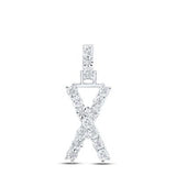 10K Yellow Gold Round Diamond X Initial Pendant 1/12 Cttw