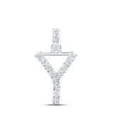 10K Yellow Gold Round Diamond Y Initial Letter Nicoles Dream Collection Pendant 1/12 Cttw