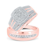 10K Gold Round Diamond Wedding Ring Set 3/4 Cttw Rose