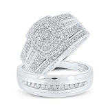 10K Gold Round Diamond Wedding Ring Set 3/4 Cttw White