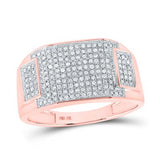 10K Gold Round Diamond Rectangle Cluster Ring 1/2 Cttw