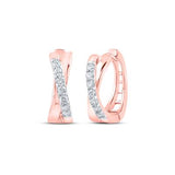 10K Gold Round Diamond Hoop Earrings 1/6 Cttw
