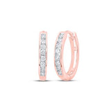 10K Gold Round Diamond Hoop Earrings 1/4 Cttw