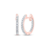 10K Gold Round Diamond Hoop Earrings 1/4 Cttw