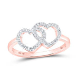 10K Yellow Gold Round Diamond Double Heart Nicoles Dream Collection Ring 1/5 Cttw