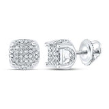 10K White Gold Round Diamond Cluster Stud Earrings 1/5 Cttw