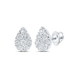 10K Gold Round Diamond Teardrop Earrings 1/5 Cttw