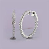 10K Gold Round Diamond Inside Outside Hoop Earrings 1Cttw