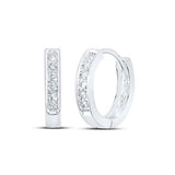 10K Gold Round Diamond Hoop Earrings 1/8 Cttw