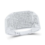 10K Gold Round Diamond Rectangle Cluster Ring 1/2 Cttw