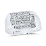 10K Gold Round Diamond Rectangle Cluster Ring 1/4 Cttw