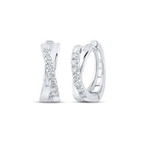 10K Gold Round Diamond Hoop Earrings 1/6 Cttw