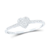 10K White Gold Round Diamond Slender Heart Ring 1/20 Cttw