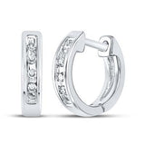 10K Gold Round Diamond Small Huggie Earrings 1/20 Cttw