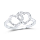 10K Yellow Gold Round Diamond Double Heart Nicoles Dream Collection Ring 1/5 Cttw