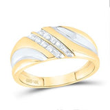 10K Gold Round Diamond 2-Tone Wedding Band 1/8 Cttw