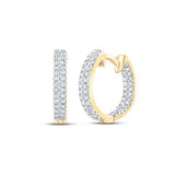 10K Gold Round Diamond Hoop Earrings 1/5 Cttw