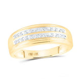 10K Gold Round Diamond Wedding 2-Row Band Ring 1/4 Cttw