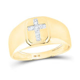 10K Gold Round Diamond Cross Band Ring 1/20 Cttw