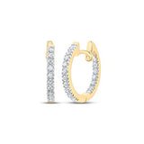 10K Gold Round Diamond Hoop Earrings 1/4 Cttw