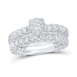 10K Gold Round Diamond Cluster Wedding Bridal Set 3-1/4Cttw
