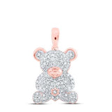 10K Gold Round Diamond Teddy Bear Animal Nicoles Dream Collection Pendant 1/2 Cttw