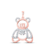 10K Gold Round Diamond Teddy Bear Animal Nicoles Dream Collect Pendant 1/5 Cttw+