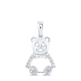 10K Gold Round Diamond Teddy Bear Animal Nicoles Dream Collection Pendant 1/10 Cttw