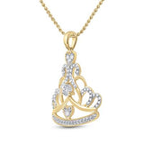 10K Yellow Gold Round Diamond Tiara Pendant 1/6Cttw