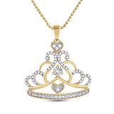 10K Yellow Gold Round Diamond Tiara Pendant 1/6Cttw