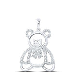 10K Gold Round Diamond Teddy Bear Animal Nicoles Dream Collect Pendant 1/5 Cttw+