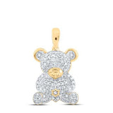 10K Gold Round Diamond Teddy Bear Animal Nicoles Dream Collection Pendant 1/2 Cttw