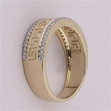 10K Or 14K Yellow Gold Round Diamond Greek Band 1/3 Cttw