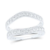 14K Gold Round Diamond Milgrain Wrap Ring Guard Enhancer 1 Ctw