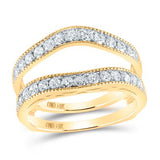 14K Gold Round Diamond Milgrain Wrap Ring Guard Enhancer 1 Ctw